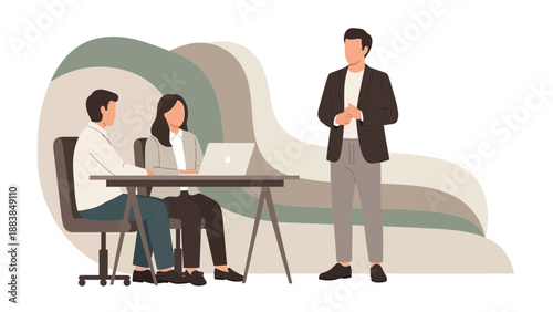 Business meeting with presentation, colleagues in office, teamwork, collaboration, strategy