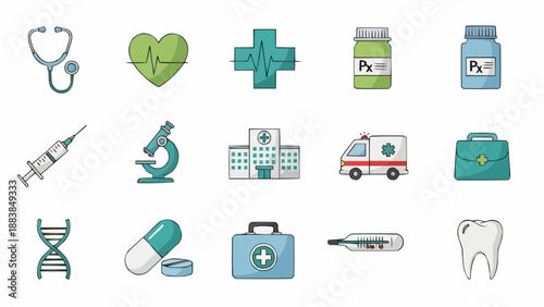Medical healthcare icons collection for health and science.