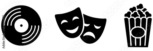 Entertainment icons isolated on transparent background, Vector