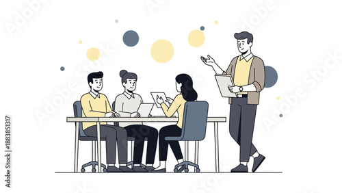 Business meeting with diverse team collaborating and presenting ideas