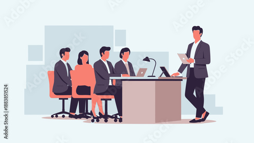 Business Meeting Presentation with Speaker and Audience