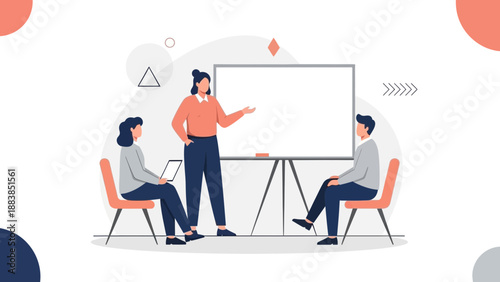 Business Meeting: Presentation, Training, Teamwork, Whiteboard, Discussion