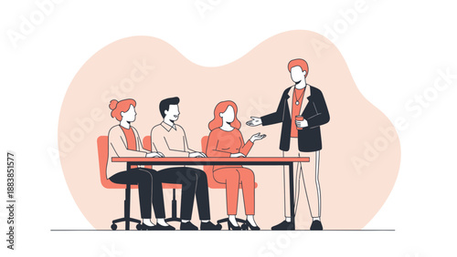 Business Meeting: Presenter Explaining to Colleagues at Table