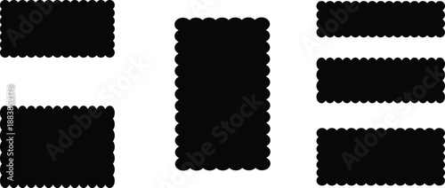 Black scalloped edge rectangles on white background edges 1