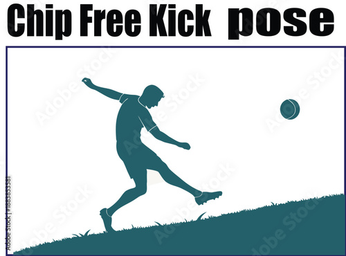 Soccer Player Taking Chip Free Kick Silhouette Vector, Football Action Pose Illustration