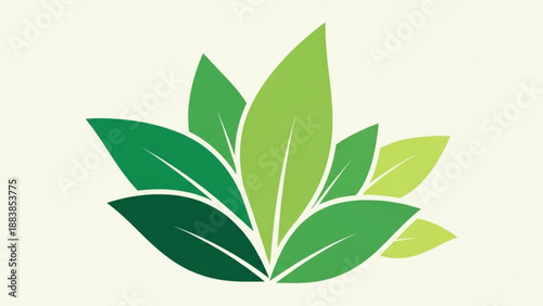 Green leaf logo stylized natural design element for eco-friendly brands representing growth and health isolated on a light background