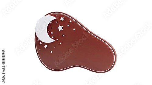 Abstract 3D shape with moon and stars