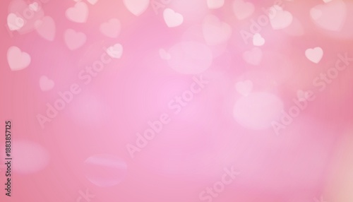 Принти на полотні Soft pastel pink heart bokeh background with gentle light glow and romantic drea