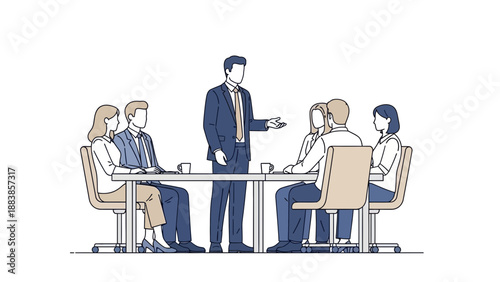 Business Meeting: Team Collaboration and Discussion in Office