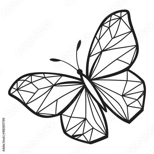 57.Origami Butterfly Heart Wings Geometric Minimalist Line Art Vector