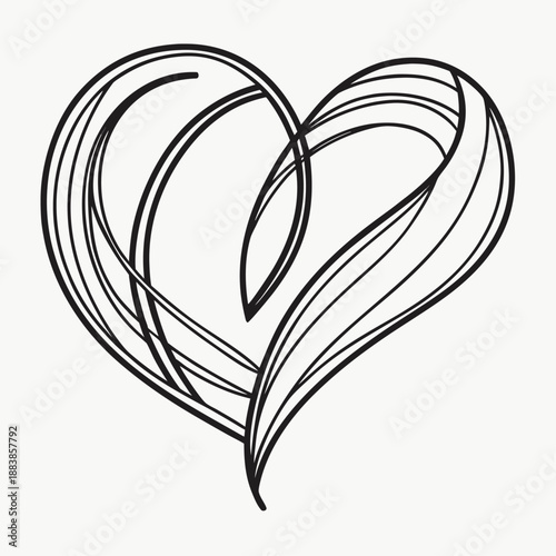 Abstract Scribble Heart Messy Hand Drawn Minimalist Valentine Vector