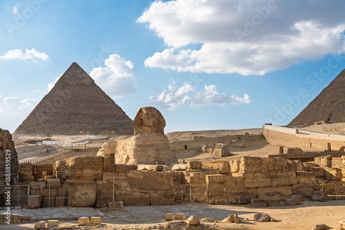 Fotografie Discover the Giza Necropolis with its majestic pyramids and the mysterious Sphinx