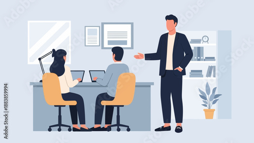 Business meeting, team collaboration, office work, diverse people discussing ideas