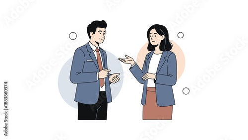 Business People Talking, Teamwork, Collaboration, Meeting Illustration