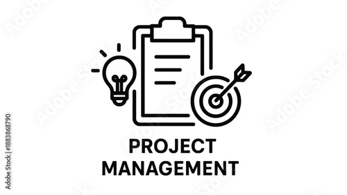 A simple black and white icon of project management concept
