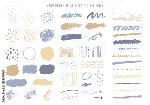 手描き風ブラシストロークと落書きテクスチャのセット