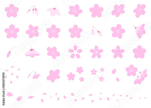 色々な形の桜のアイコンイラストセット