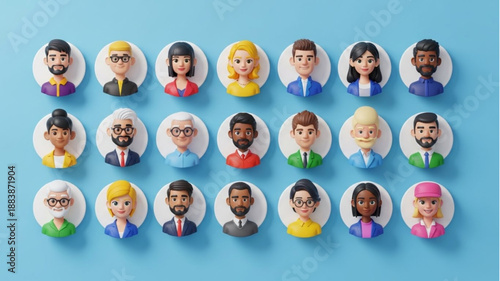 Diverse Group of Cartoon People Avatars Representing Community.