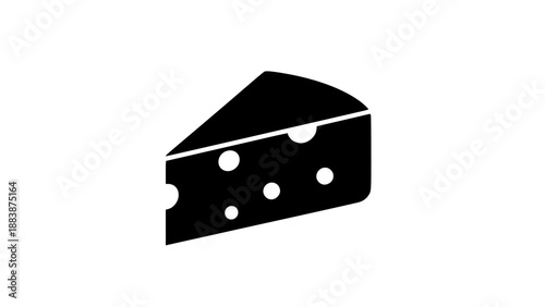 Silhouette of a wedge of cheese with holes on a plain background