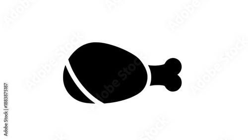 Silhouette of a roasted chicken leg on a white background simple food icon