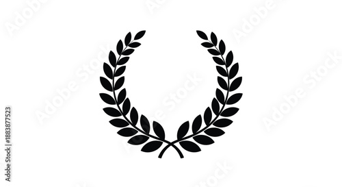 Bold black silhouette of a classic laurel wreath symbol suitable for professional awards victory emblems and clean logos.