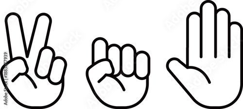 じゃんけんの手のベクターアイコンイラスト素材　グーチョキパーのマウスカーソル