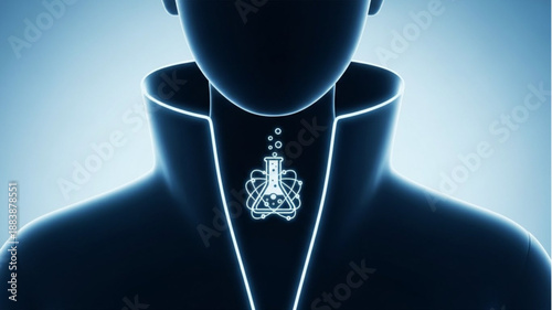 Medical science symbol on human neck silhouette.