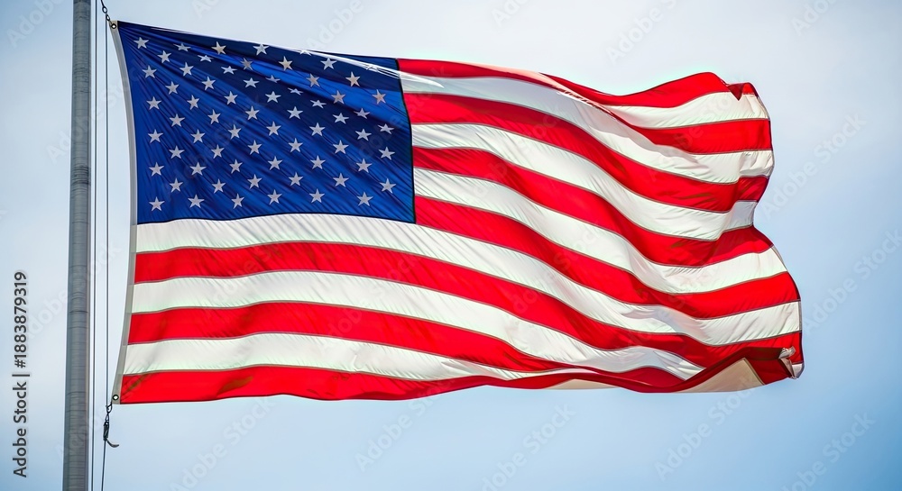 Fototapeta premium United States Flag Flying in the Wind