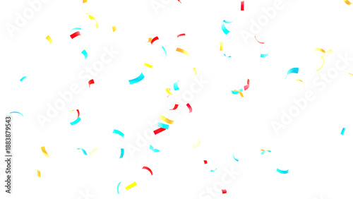 3d render multicolored confetti explosion. Colorful bright confetti isolated on transparent PNG