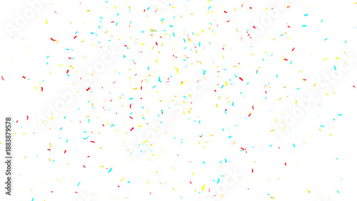 3d render multicolored confetti explosion. Colorful bright confetti isolated on transparent PNG