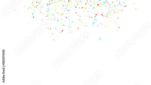3d render multicolored confetti explosion. Colorful bright confetti isolated on transparent PNG