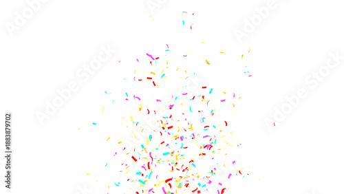 3d render multicolored confetti explosion. Colorful bright confetti isolated on transparent PNG