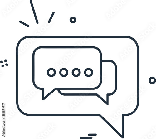 Chat message icon with speech bubbles, online communication concept, messaging conversation symbol, customer support and social interaction