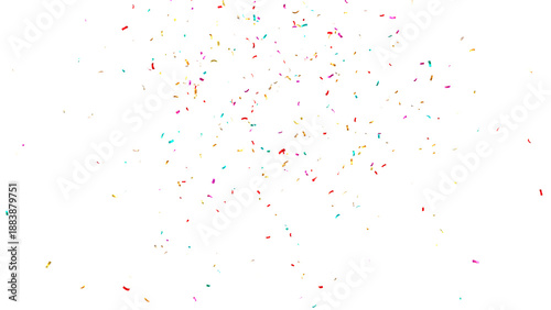 3d render multicolored confetti explosion. Colorful bright confetti isolated on transparent PNG