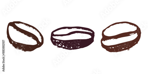 Set of hand drawn fresh roasted coffee bean Arabica robusta seed doodle Single element for design print packaging label decor