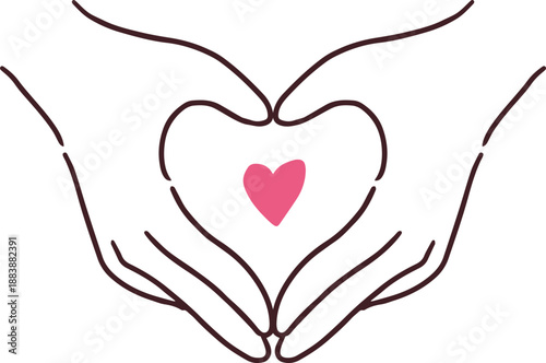 手・指でハートを表す手描きのハンドサイン