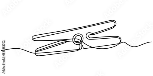 continuous single line drawing of clothespins. One line drawing. Wooden clothespin in one continuous line drawing. one line Icon drawing with white background
