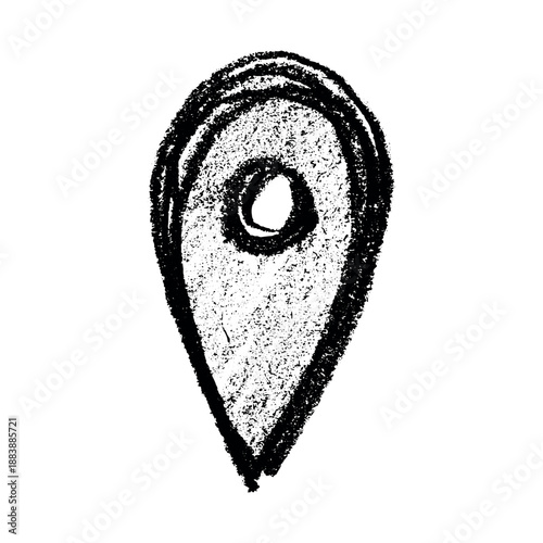 Hand drawn map pin Map marker pointer sign GPS and mapping tools Location pin symbol Pinpoint clipart in doodle style Single element for web, design