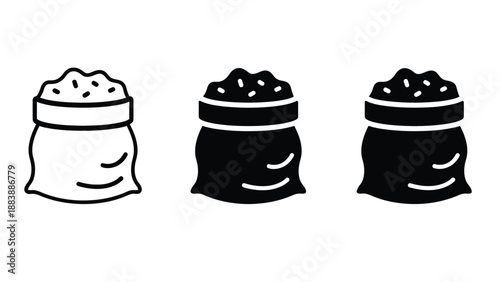 A cartoon illustration of three sacks filled with different colored grains