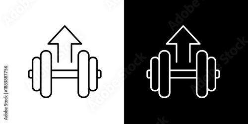 Abstract barbell lifting weights icon representing strength and fitness progress