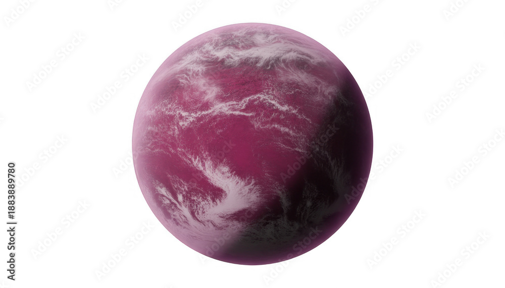 Obraz premium Pink planet with white clouds purple planet space isolated on a transparent background
