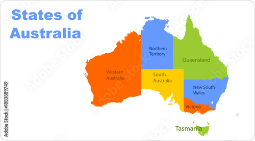 States of Australia 3 professional digital illustration image for modern design projects, presentations, marketing visuals, print layouts and creative