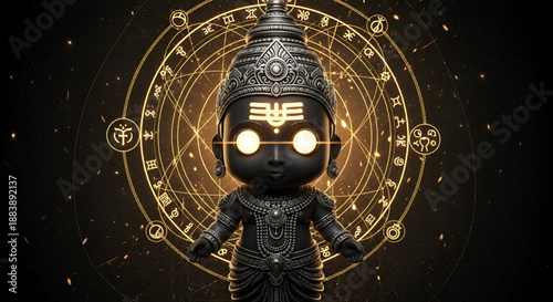 Jaganath deity divine illustration with cosmic aura spiritual devotion Hindu religion sacred art festival symbolism background