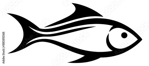 Stylized graphic illustration of a fish depicting aquatic life for marine related designs