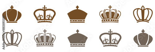 Royal king crown queen princess tiara diadem prince crowns.  luxury tiaras, vector graphic collection, regal symbols, monarchy design, elegant emblem pack. eps 10