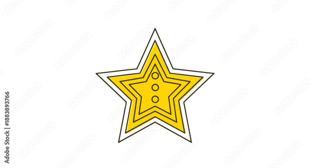 Obraz premium Golden Star Shape Icon with Triple Outline and Three Circles Center Symbol of Achievement and Success and Celebration and Award and Recognition and