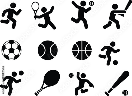 Diverse sports icons showing people playing various games