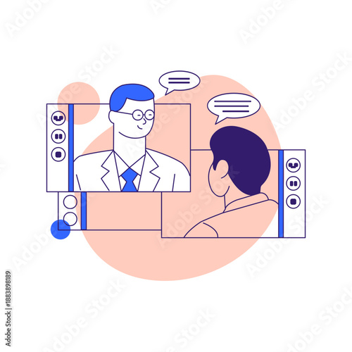 Online Job Interview and Video Call Meeting Illustration