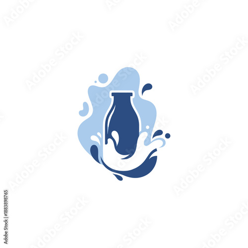 Abstract aquatic splash surrounding an elegant glass bottle with fluid dynamics and vibrant water motion illustration capturing