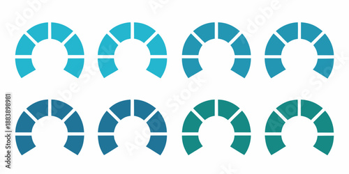 A series of teal and green archway shapes in a grid arrangement